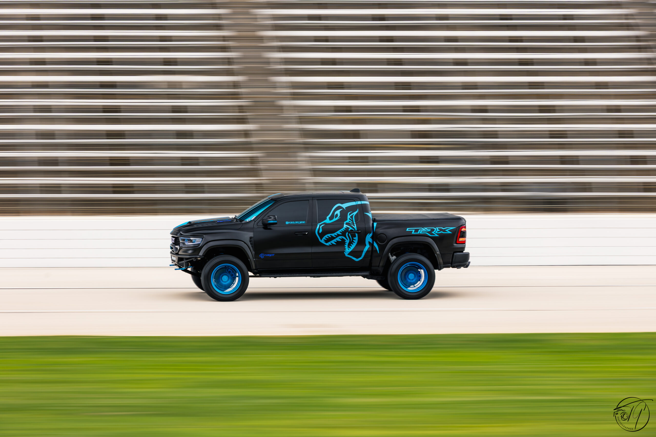 Truck rolling down the track